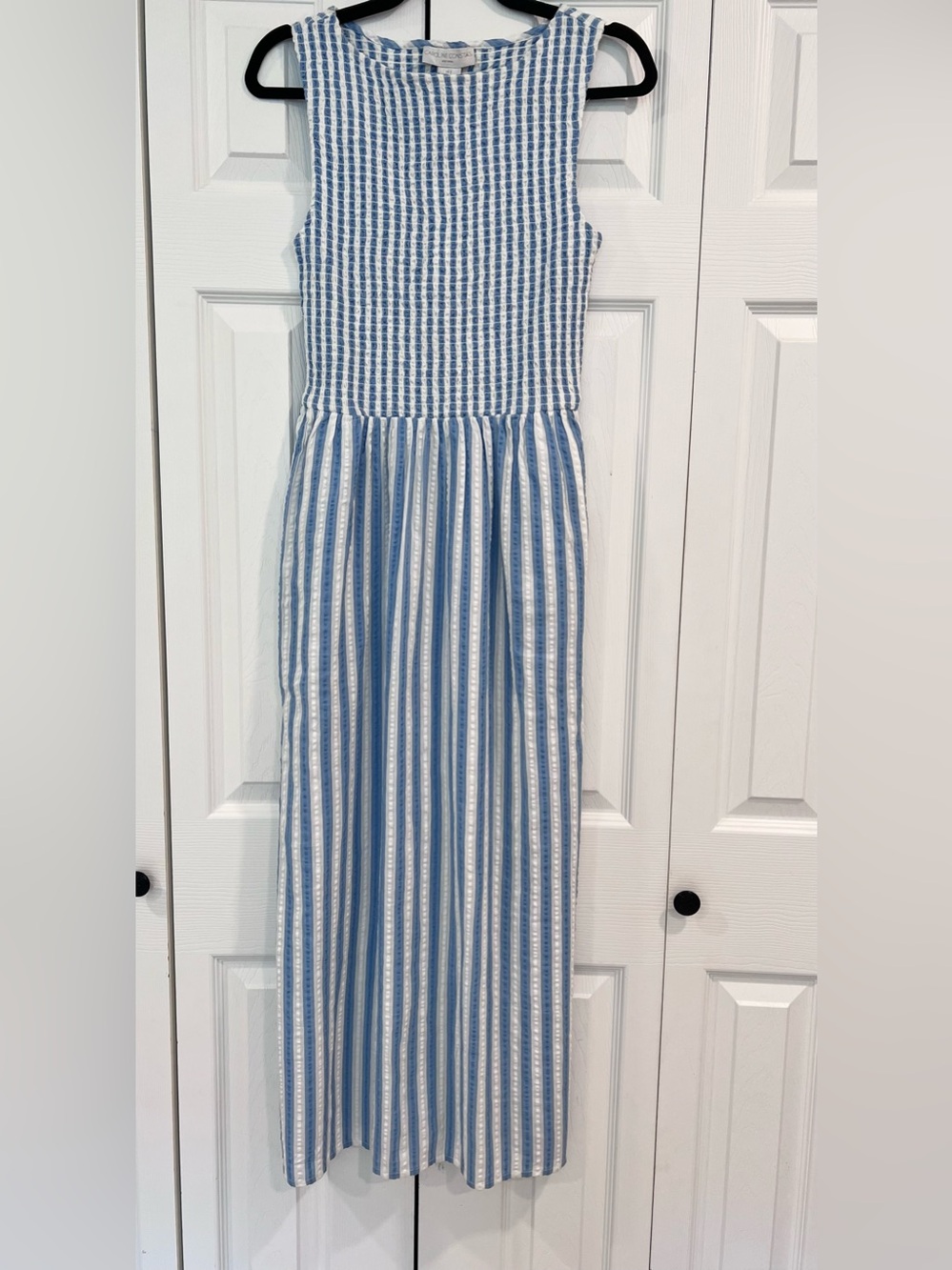 Caroline Constas 🦋 Blue Striped Smocked Nap Dress (M/L) - Picture 5 of 8